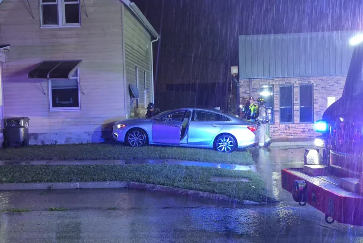 Car crashes into FD home Monday